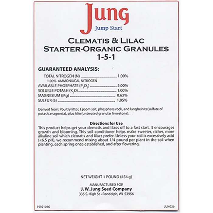 Jung's Clematis And Lilac Starter 1-5-1 1 Jung's Clematis And Lilac Starter 1-5-1